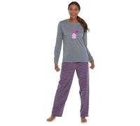 A2Z Ensemble de pyjama fantaisie en polaire pour femme avec haut et bas, ensemble de pyjama doux, confortable, chaud et confortable 2 pièces pour femme, gris, 40-42