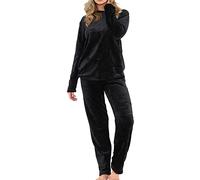 A2Z Femmes Pyjamas Doux Chaleureux Toison Twosie Adultes Ras du Cou - PJS 216 Black Ladies 20-22