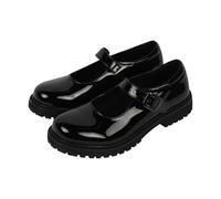 A2Z Filles Ados Noir Vernis Mary Jane École Chaussures Élégantes Boucle Sangle - SCH Shoes Lisa Black Patent 3 UK