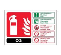 A2Z Fire Extincteur vsafety 11016 AR-S Vario Panneau, carte d'identité de CO2, autocollant, paysage, 200 mm x 150 mm, noir/vert/rouge