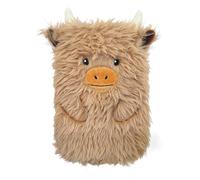 A2Z Highland Cattle Bouillotte 3D de capacité de 1 litre avec housse en peluche douce et motif animal mignon en caoutchouc naturel pour thérapie par la chaleur au cou et au dos - Idée cadeau pour