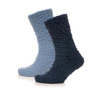A2Z Hommes 2 Paire Ourson Polaire Câlin Doux Chaussette Élégant Durable Confortable - Socks MS1276 Navy 2 Pack 6-11