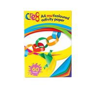 A2Z Lot de 80 feuilles de papier d'activités multicolores A4 - Couleurs vives assorties - Pour loisirs créatifs, dessin, découpe, projets scolaires, scrapbooking et activités de bricolage