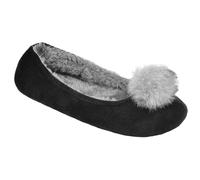 A2Z Mesdames Ballet Chaussons avec Mémoire Mousse Aux femmes Doux Sherpa Faux Fourrure Velours - SLPR LDS AZ32297 Black/Grey 5/6 UK