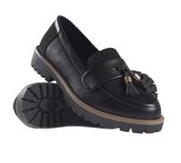 A2Z Mocassins à pompon verni pour femme, talon épais, robe formelle, à enfiler, élégants, décontractés, pour le bureau, le travail, l'école, confortables en polyuréthane verni, chaussures plates