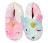 A2Z Pantoufles licorne douces et chaudes en peluche 3D avec visage d'animal - Chaussures d'intérieur - Rose arc-en-ciel - Semelle antidérapante - Cadeau amusant pour enfants - Pointure 46 à 42