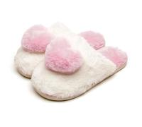 A2Z Pantoufles mules en forme de cœur 3D pour femme en peluche douce en fausse fourrure à enfiler - Doublure polaire chaude et confortable - Semelle antidérapante TPR - Confortables - Pointure 3/4 à 7