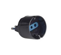 A2ZWORLD Adaptateur Simple de Schuko 2P+T 10A / 16A vers Petite Prise Italienne 10A, Adaptateur de Voyage 250V Max 1500W (1 pièce, Noir)