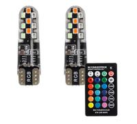 A2ZWORLD Lot de 2 Ampoules LED T10 W5W 194 168 RGB, Lampe Multicolore 34mm pour Voiture 12V, 18 SMD 2016 1.2W 260lm, avec Télécommande