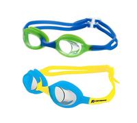 A3 Flex Lunettes de natation pour enfants de 3 à 10 ans sans fuite et confortables | Sangles de tête fendues faciles à régler, protection UV, anti-buée pour une vision claire (vert/bleu/jaune