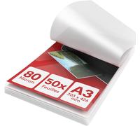 A3 Laminator Sheet-Pack of 50 Laminating Pouches,2x80 (160) Micron,Gloss Finish,Pre-Rounded Corners-A3 Laminating Sheets,Laminating Paper,Laminating Film
