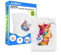 A3 Lot de 50 Feuilles de Film DTF Transparent Brillant pour Imprimantes à Sublimation, 29,7 x 41,9 cm, Qualité Supérieure pour Transfert et Hack