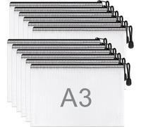 A3 Transparent Zipped Document Pouch,12 Pieces,Plastic Pouch For Storing Documents,Cosmetics And Travel Accessories