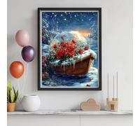 A301 Kit de peinture diamant 5D pour adultes - Kit de peinture diamant rose à faire soi-même - Perceuse ronde - Broderie au point de croix en cristal pour décoration murale, cadeaux de Noël - 30,5 x