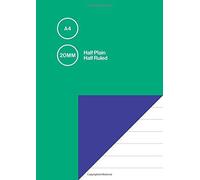 A4 20mm Half Plain Half Ruled: Simple Top Blank And Bottom Lined Notebook / Exercise Book