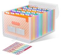 A4 26 Compartment Document Sorter With Lid,Portable Plastic Accordion,Accordion File Organiser-Orange