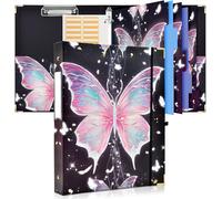 A4 3 Ring Binder 2 In 1 Document Holder With Block,Document Storage Folder With Bristol File,Rigid Folder 40 Mm Spine For Storing,Filing (Butterfly)