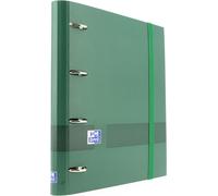 A4+ 4-Ring Binder With Extra Hard Cover,Elastic Closure And 5 X 5 Grid Refill With 5 Coloured Strips,With Blackboard And Sticker Sheets,Green