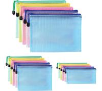 A4+A5+A6 Plastic Pouch,15 Pieces Zip Pouch,Pvc Mesh Zipper Pouch Document Wallet,Storage Papers Small Objects,Supplies,Cosmetics And Travel Accessories Etc. 5 Colours