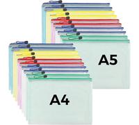 A4,A5 Zip Document Pouch,20 X Transparent Pvc Document Folder,Plastic Pouch,5 Colours,Store Papers Small Objects,Supplies,Cosmetics And Travel Accessories Etc