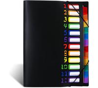 A4 Accordion Document Folder 12 Compartments Plastic Waterproof Document Holder With Elastic Band For School And Office