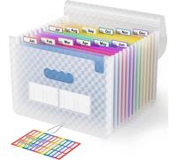 A4 Administrative Paper Storage Organiser With 13 Compartments,A4 Document Organiser With Grid Pattern,13 Pockets Folder,Portable Accordion File Case For Office And Home (Blue)