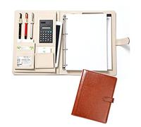 A4 Business Padfolio - Classeur multifonction en cuir avec fermeture éclair, bloc-notes et calculatrice pour entretiens, usage professionnel