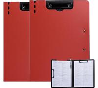 A4 Clipboard,2 Pack Clipboard With Lid,Clipboard With 2 Clips,Writing Board For Office,Construction Site,School,Red
