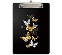 A4 Clipboard With Clip,Hard Plastic,Clipboard A4 Fashion Drawing,Clipboards And Form Holder,32cm X22cm,Golden Butterfly