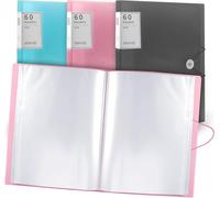A4 Display Folder,60 Pockets,Plastic Pouches And Safety Rope,Presentation Folders,Project Folders For School And Office (Pink)