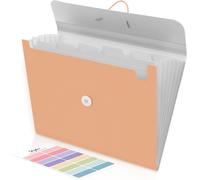 A4 Document Folder With 7 Compartments And Elastic Band For Office,School And Home (Orange)