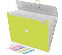 A4 Document Folder With 7 Compartments And Elastic Band For Office,School And Home (Yellow-Green)