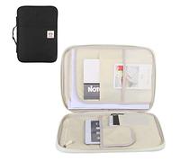 HEEPDD A4 Document Sac, Multifunctional File Folder Portfolio Organizer Étanche Voyage Business Case Zippered pour Ordinateurs Portables Stylos Cartes De Visite[Noir] Pochettes et
