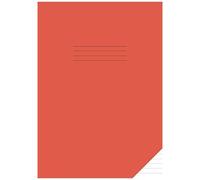 A4 Exercise Book 8mm Ruled: Lined Paper Notebook For School / Study 100 Pages Red Cover