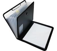 A4 Expanding File Folder 7 Compartments Portable Expanding File Folder With Round Elastic Band With Button Closure,7 Compartments,Black
