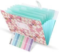 A4 Expanding File Folder With 8 Compartments Waterproof Document Organiser Flexible And Lightweight Bellows Pink