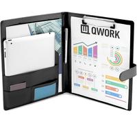 A4 Faux Leather Portfolio Clipboard With Magnetic Closure For Meeting/Office/Business Travel (Black)