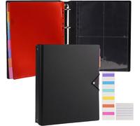 A4 File Folder Narrow Ring Binder With 16 A4 Pockets Side Open With Colored Index Punched Pockets (8 Colors) For Organizing Documents Photos