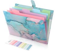 A4 File Folder With Compartments,Document Holder With Labels,File System,File Folder For Home,Office,School And Travel (Light Blue)