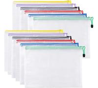 A4 File Folder With Zipper Waterproof Mesh Plastic Document Holder For Documents Cosmetics Travel Accessories Pack Of 12