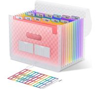 A4 Filer,12 Compartments Document Sorter,Administrative Paper Storage,Document Organizer With Divider,Desk Storage Holder With Lid,A4/Letter Size-Pink