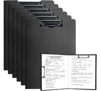 A4 Folding Clipboard,Pack Of 6 Writing Pad Folders With Flap Document Holder For Office,School,Work-Black