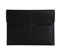 A4 Leather Document Bag,Interview File Folder, Paper Organiser Storage,Business Office For(Black)