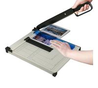 A4 Massicot, Coupe Papier avec Base en Métal, Protection de Sécurité et Ajusteur de Papier Magnétique, B5 A5 B6 B7 Guillotine pour Home, Capacité 15 feuilles, Parfait pour Photo, Papier, Blanc