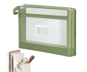 A4 Mesh Pouch, Transparent Zipper Organizer, Portable Storage with Sturdy Design, Stationery Holder with Double Layer, School Supply, File Bag for Homework Test Papers Notebooks Board Games