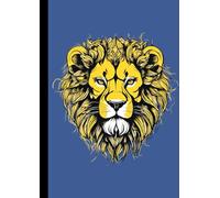 A4 Notebook - Golden Lion on Lake Blue: lined paper 106 pages