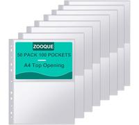 A4 Photo Pouches,50 Pack Of 100 Transparent Pockets,2 Compartments Folder For Cards,Perforated Plastic Pockets,A4 Photo Sleeves,Refill Pages For Photo Album