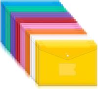 A4 Plastic Document Wallet,Pack Of 24 Transparent Plastic Folders With Press Stud Closure