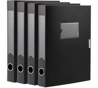A4 Plastic File Box With Lid,58mm Spine,Storage Box For Office,Dorm And Home-Black (Pack Of 4)