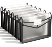 A4 Plastic Wallet,6 Pcs Transparent Envelope With Snap Button Polypropylene Document Wallet,Expanding Document File,Premium Poly Pockets Envelope With Business Card Holder